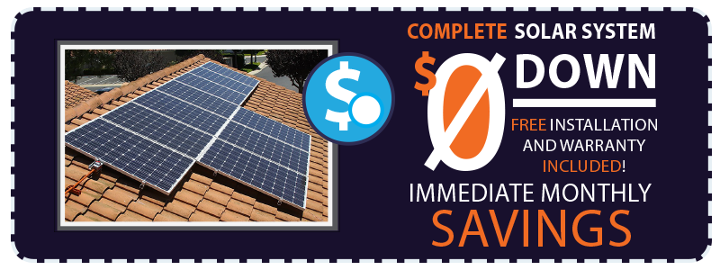 0 down finance residential solar panel installation in South California