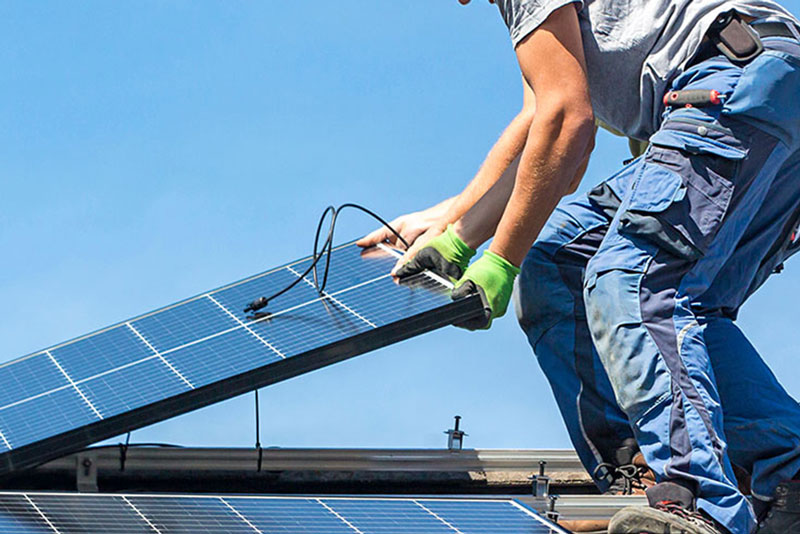 Residential solar panel installation in South California